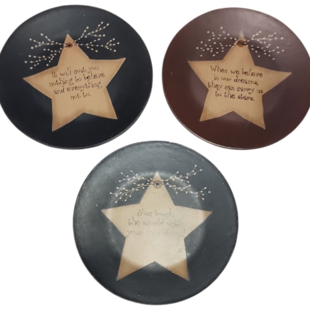 HEARTHSIDE COLLECTION | Barbara Lloyd Primitive Star Plates Set of 3 | 7.5"